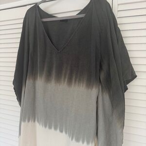 Indah Black and Gray Ombre silk Swim Cover-Up - women medium